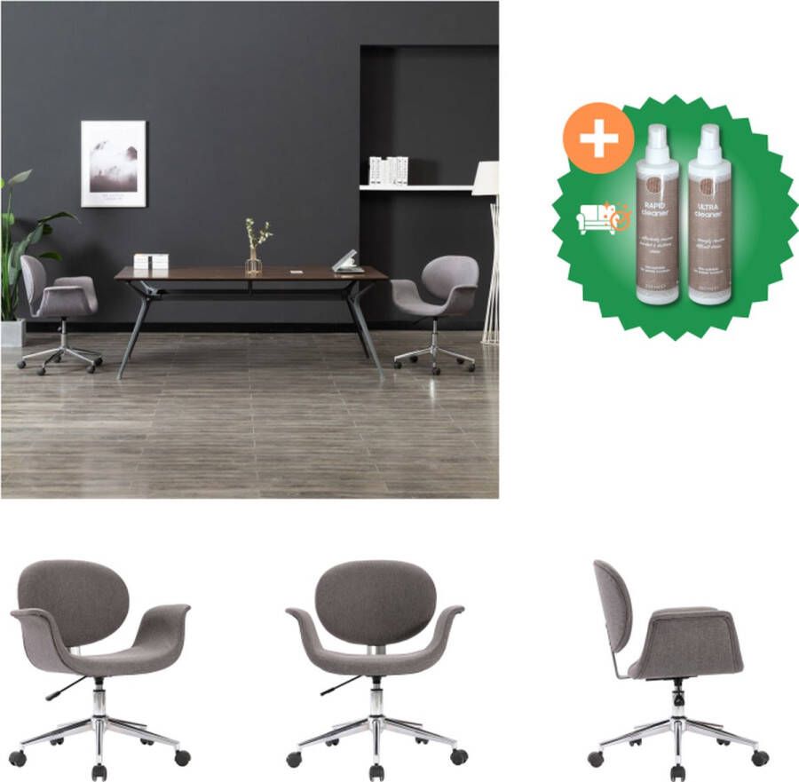 VidaXL Kantoorstoel draaibaar stof grijs Bureaustoel Inclusief Onderhoudsset