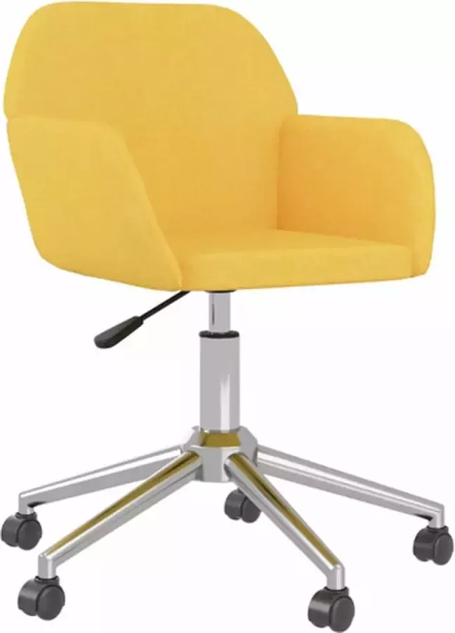 VidaXL Kantoorstoel draaibaar stof lichtgeel - Foto 2