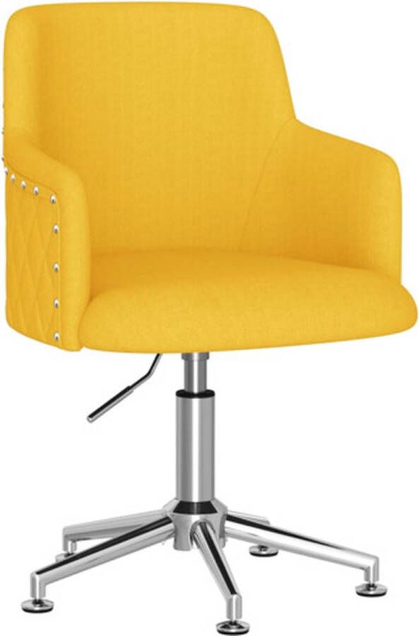 VidaXL Eetkamerstoel draaibaar stof mosterdgeel