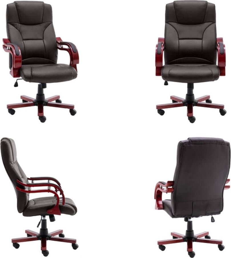 vidaXL Kantoorstoel echt leer bruin Bureaustoel Bureaustoelen Computer Stoel Computer Stoelen