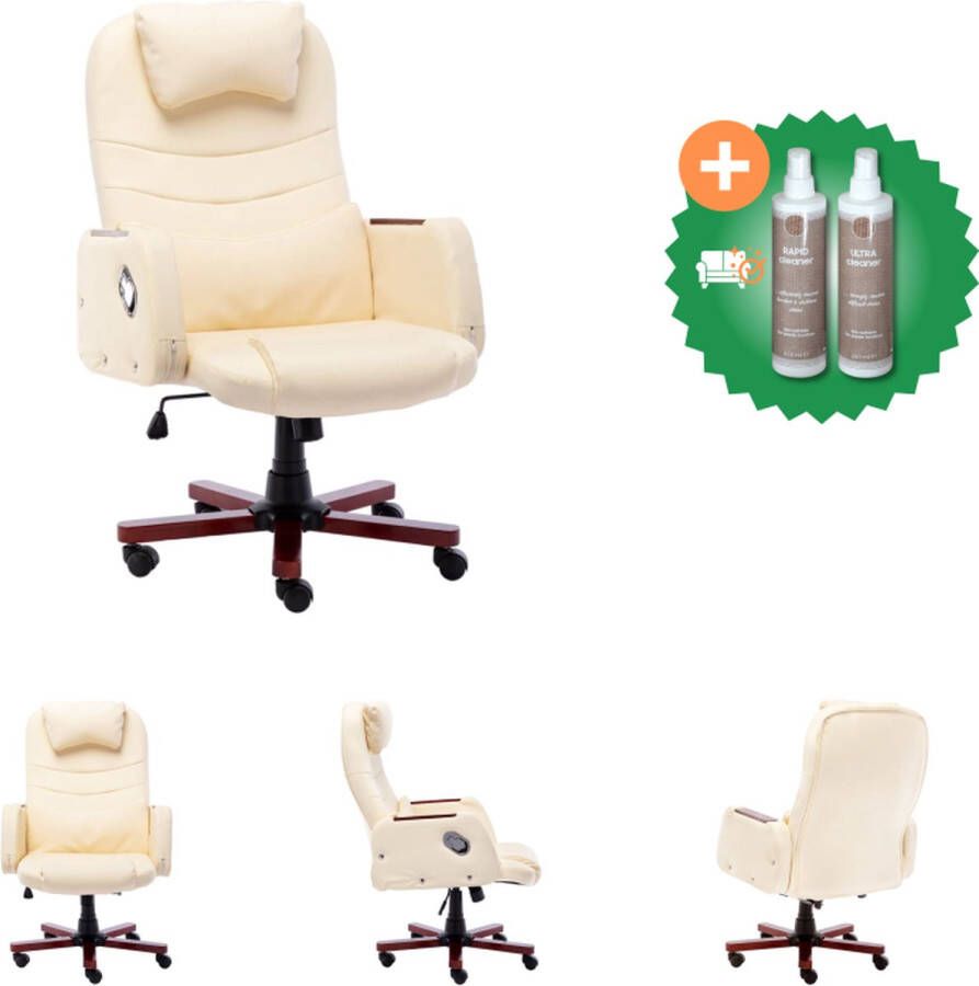 VidaXL Kantoorstoel kunstleer crèmekleurig Bureaustoel Inclusief Onderhoudsset