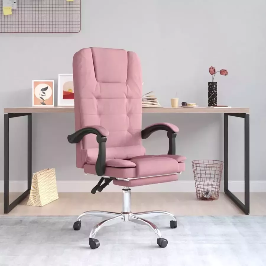 VidaXL -Kantoorstoel-massage-verstelbaar-fluweel-roze - Foto 4