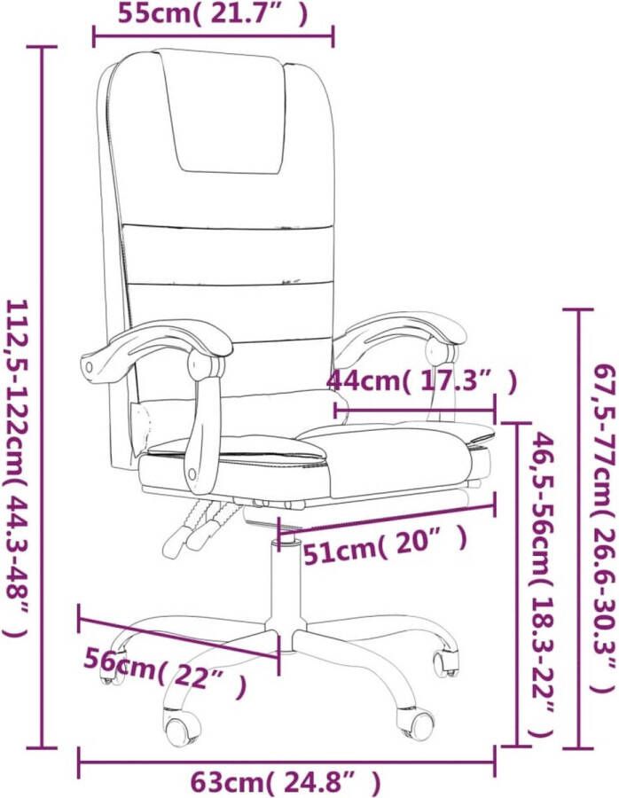 VidaXL -Kantoorstoel-massage-verstelbaar-kunstleer-bruin - Foto 3