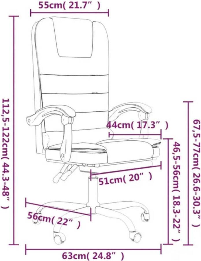 VidaXL -Kantoorstoel-massage-verstelbaar-kunstleer-crèmekleurig - Foto 3