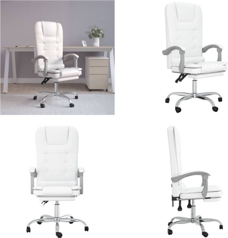 VidaXL Kantoorstoel massage verstelbaar kunstleer wit Massage Bureaustoel Massage Bureaustoelen Massage Stoel Elektrische Bureaustoel