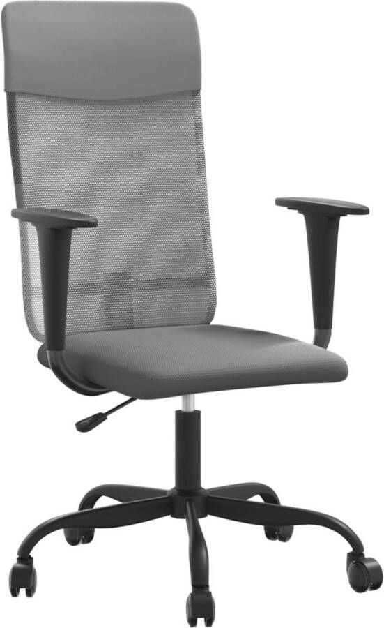 VidaXL -Kantoorstoel-verstelbare-hoogte-mesh-en-kunstleer-grijs - Foto 3