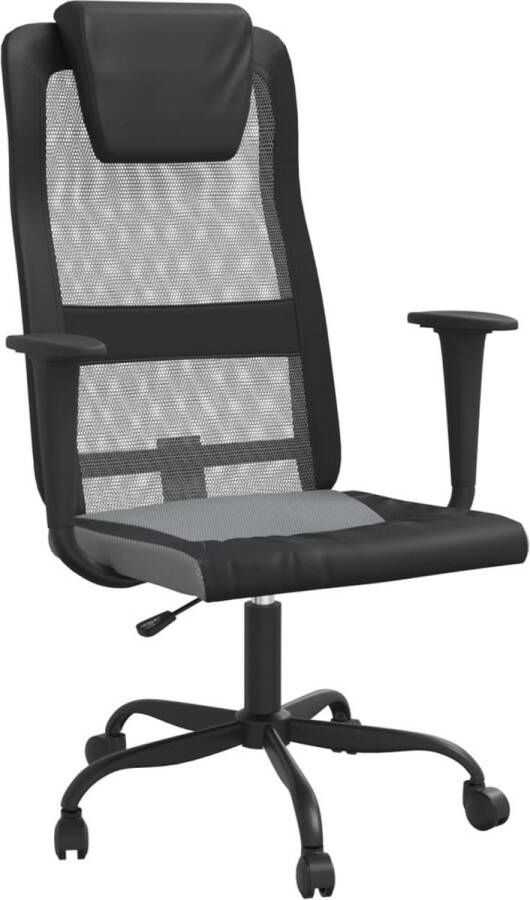 VidaXL -Kantoorstoel-verstelbare-hoogte-mesh-en-kunstleer-grijs-zwart - Foto 3