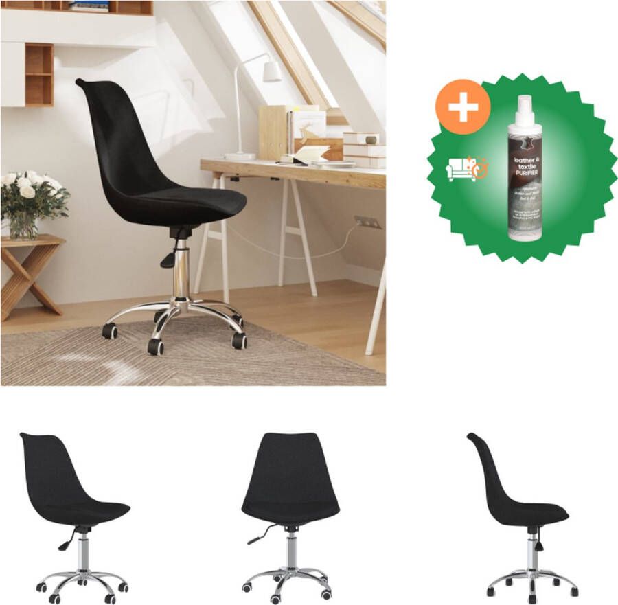 VidaXL Kantoorstoel Trendy Verstelbaar Draaibaar Zwarte Stof 48x58x(81-93)cm Bureaustoel Inclusief Reiniger