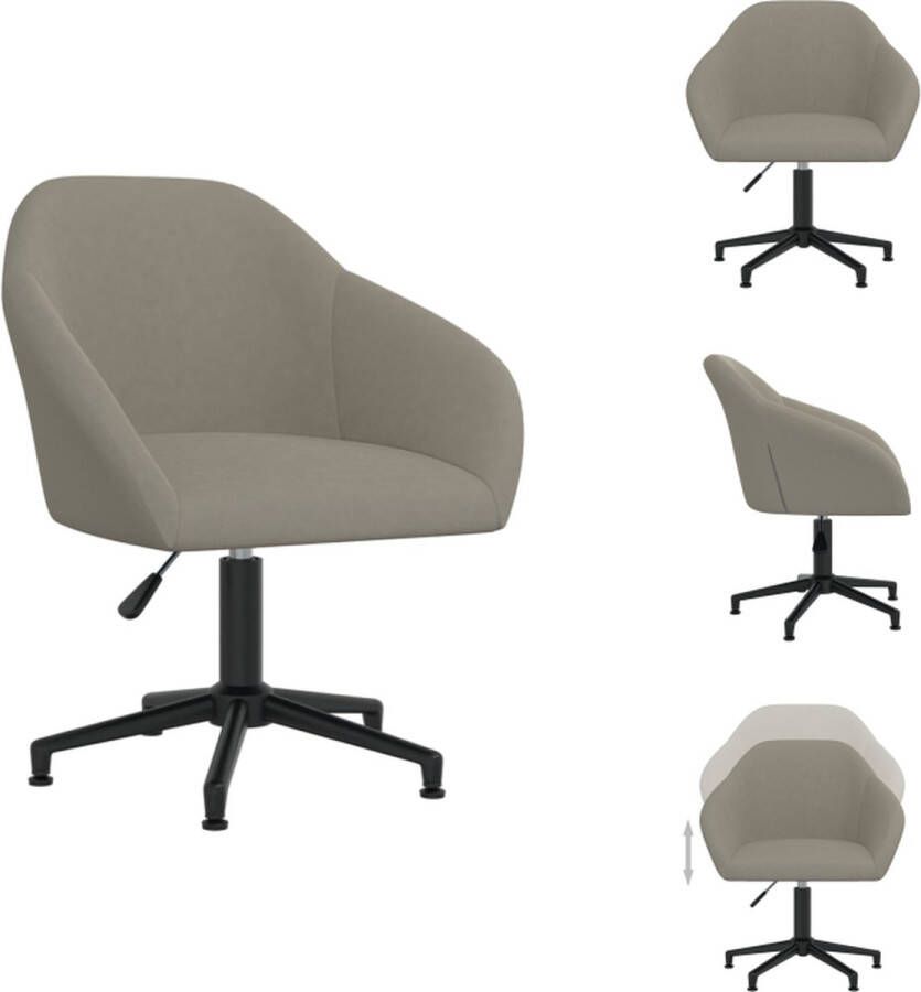 VidaXL Kantoorstoel Velvet Grijs 63 x 56 x (76-88) cm Draaibaar Bureaustoel