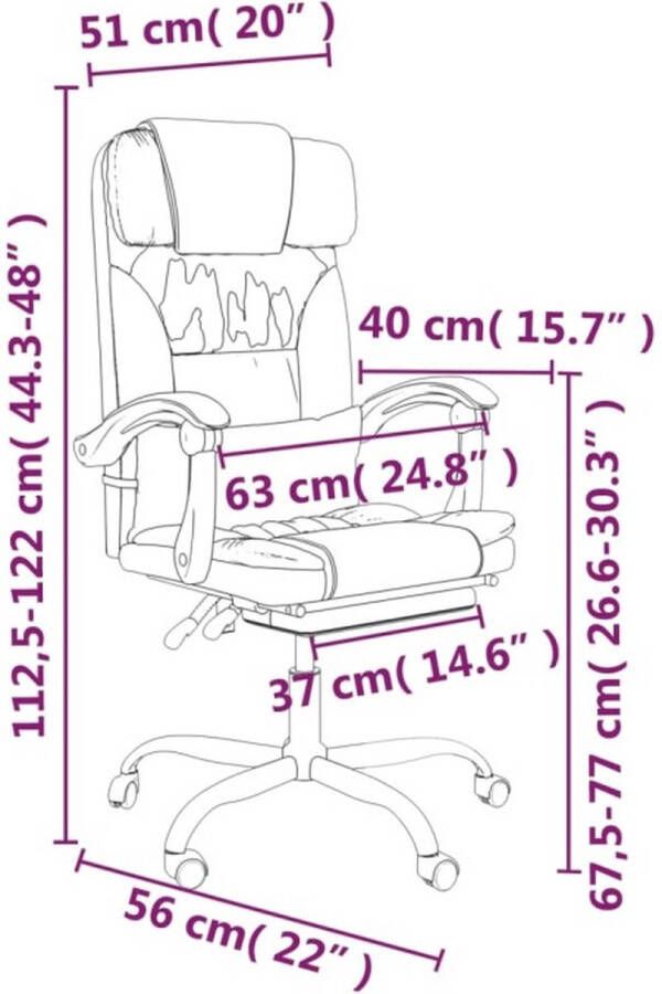 VidaXL -Kantoorstoel-verstelbaar-kunstleer-bruin - Foto 3