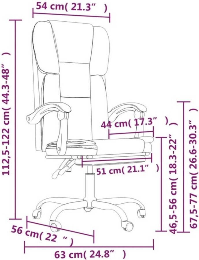 VidaXL -Kantoorstoel-verstelbaar-kunstleer-crèmekleurig - Foto 7
