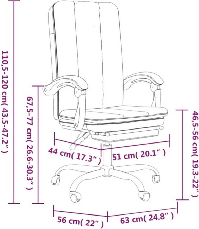 VidaXL -Kantoorstoel-verstelbaar-kunstleer-crèmekleurig - Foto 2