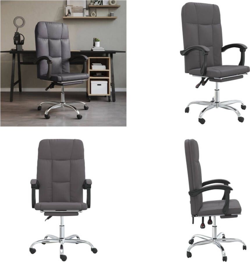 VidaXL Kantoorstoel verstelbaar kunstleer grijs Verstelbare Bureaustoel Stoel Bureaustoel Computerstoel