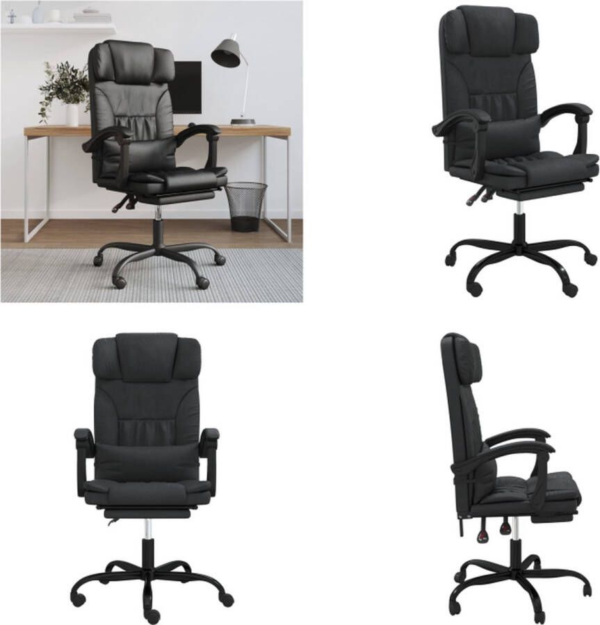 VidaXL Kantoorstoel verstelbaar kunstleer zwart Verstelbare Kantoorstoel Verstelbare Kantoorstoelen Verstelbare Bureaustoel Stoel - Foto 2