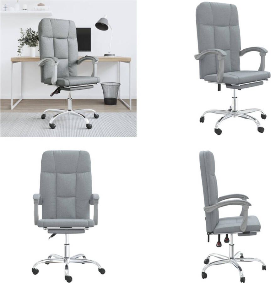 VidaXL Kantoorstoel verstelbaar stof lichtgrijs Verstelbare Bureaustoel Stoel Bureaustoel Computerstoel