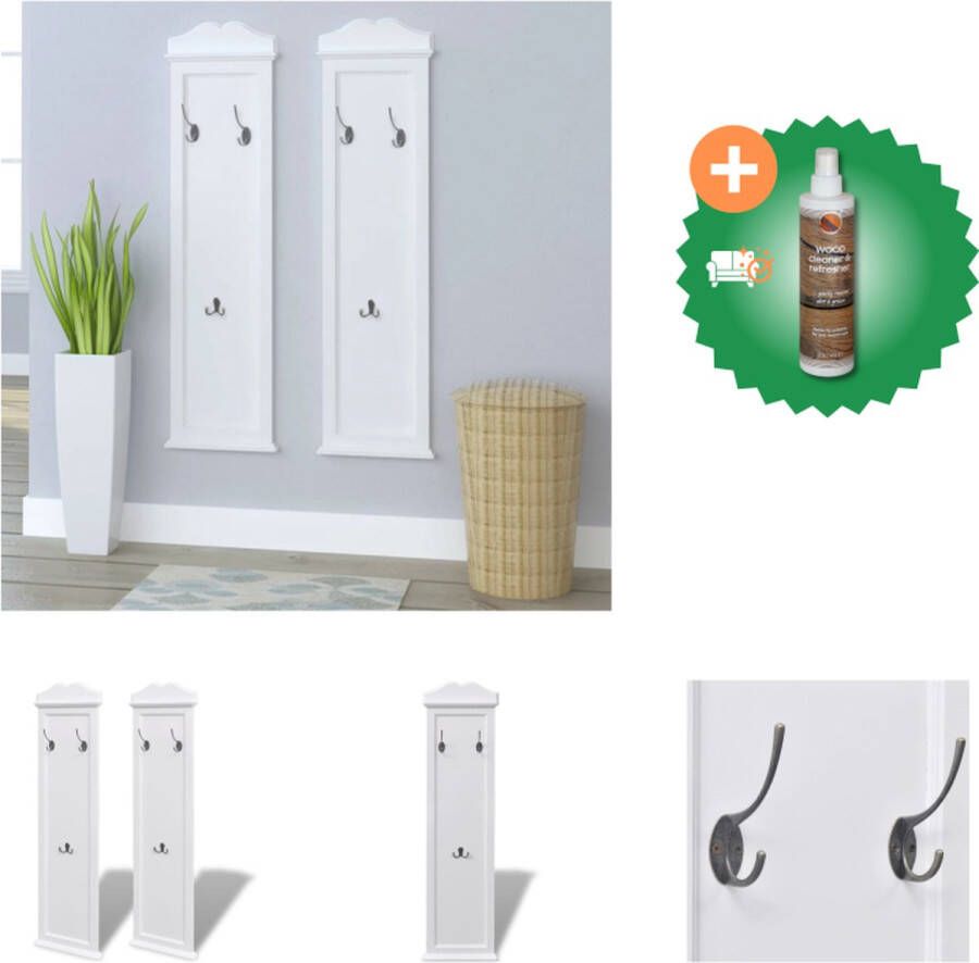 VidaXL Kapstok Barok Stijl 28 x 3.5 x 109 cm Wit MDF en vurenhout Kapstok Inclusief Houtreiniger en verfrisser
