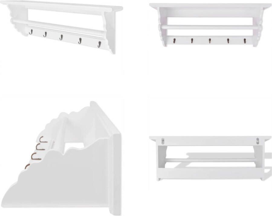 VidaXL Kapstok barokstijl MDF wit Kapstok Kapstokken Kap Stok Kap Stokken