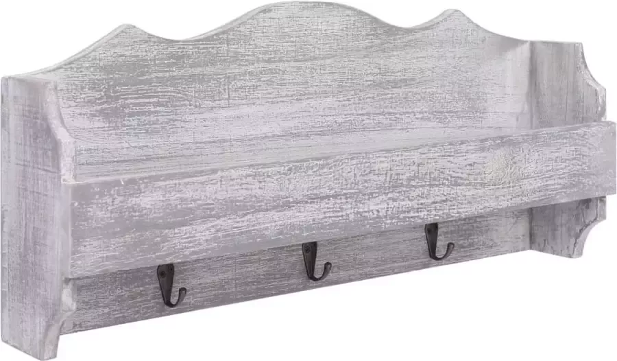 VidaXL Kapstok voor wandmontage grijs 50x10x23 cm hout