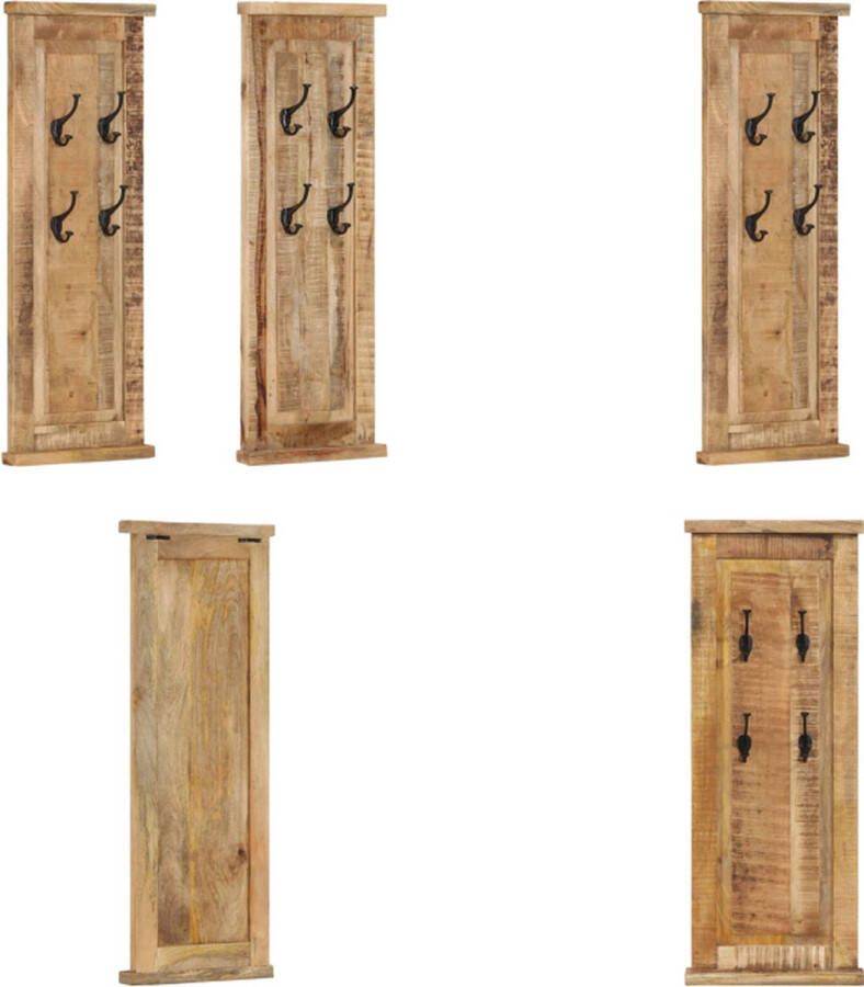 VidaXL Kapstokken 2 st 38x100 cm massief mangohout Kapstok Kapstokken Kap Stok Kleerhanger