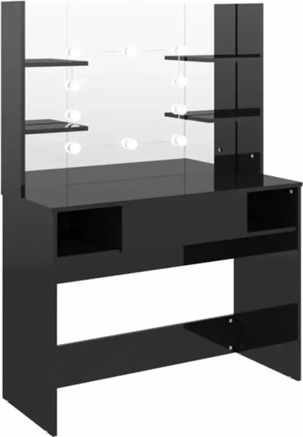 VIDAXL Kaptafel met LED-verlichting 100x40x135 cm MDF glanzend zwart - Foto 3