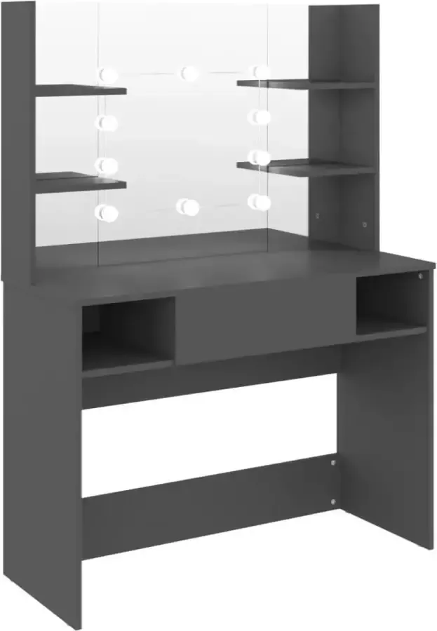 VIDAXL Kaptafel met LED-verlichting 100x40x135 cm MDF grijs - Foto 2