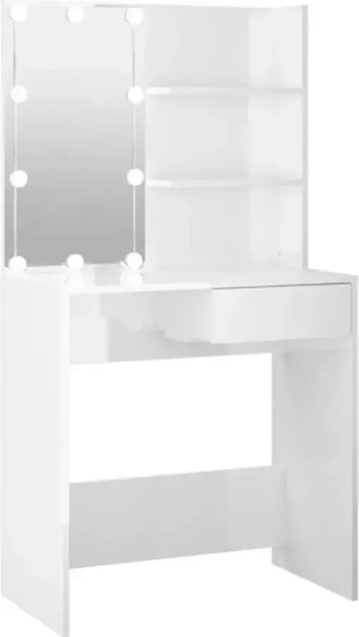 VIDAXL Kaptafel met LED-verlichting 74 5x40x141 cm hoogglans wit - Foto 3