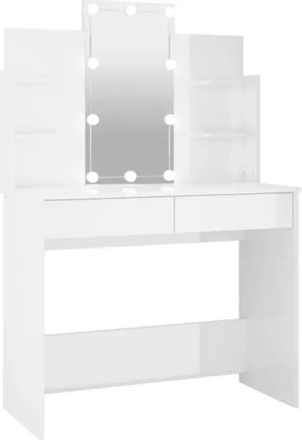 VIDAXL Kaptafel met LED-verlichting 96x40x142 cm hoogglans wit - Foto 3