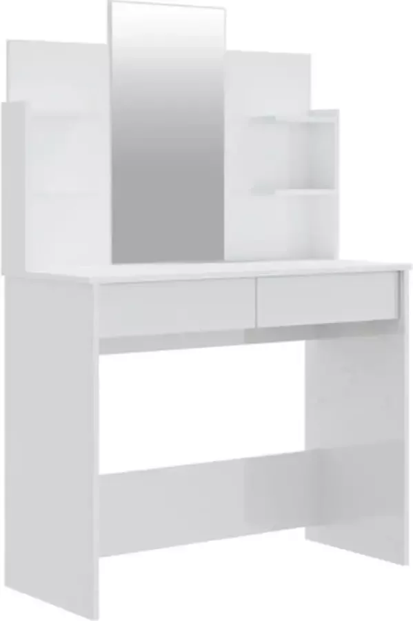 VidaXL Kaptafel met spiegel 96x40x142 cm hoogglans wit