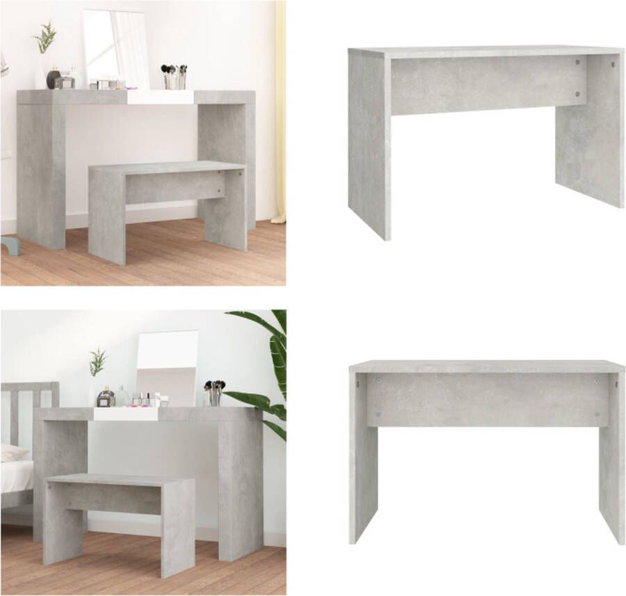 VidaXL Kaptafelkruk 70x35x45 cm bewerkt hout betongrijs Kaptafelkruk Kaptafelkrukken Kaptafel Kruk Kaptafelkrukje