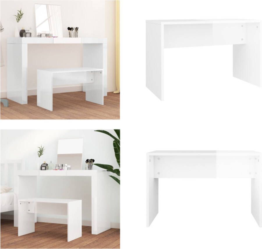 VidaXL Kaptafelkruk 70x35x45 cm bewerkt hout hoogglans wit Kaptafelkruk Kaptafelkrukken Kaptafel Kruk Kaptafelkrukje