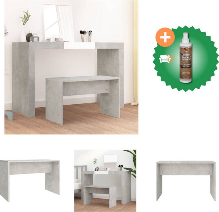 VidaXL Kaptafelkruk Betongrijs 70 x 35 x 45 cm Stevig bewerkt hout Moderne stijl Hocker Inclusief Houtreiniger en verfrisser