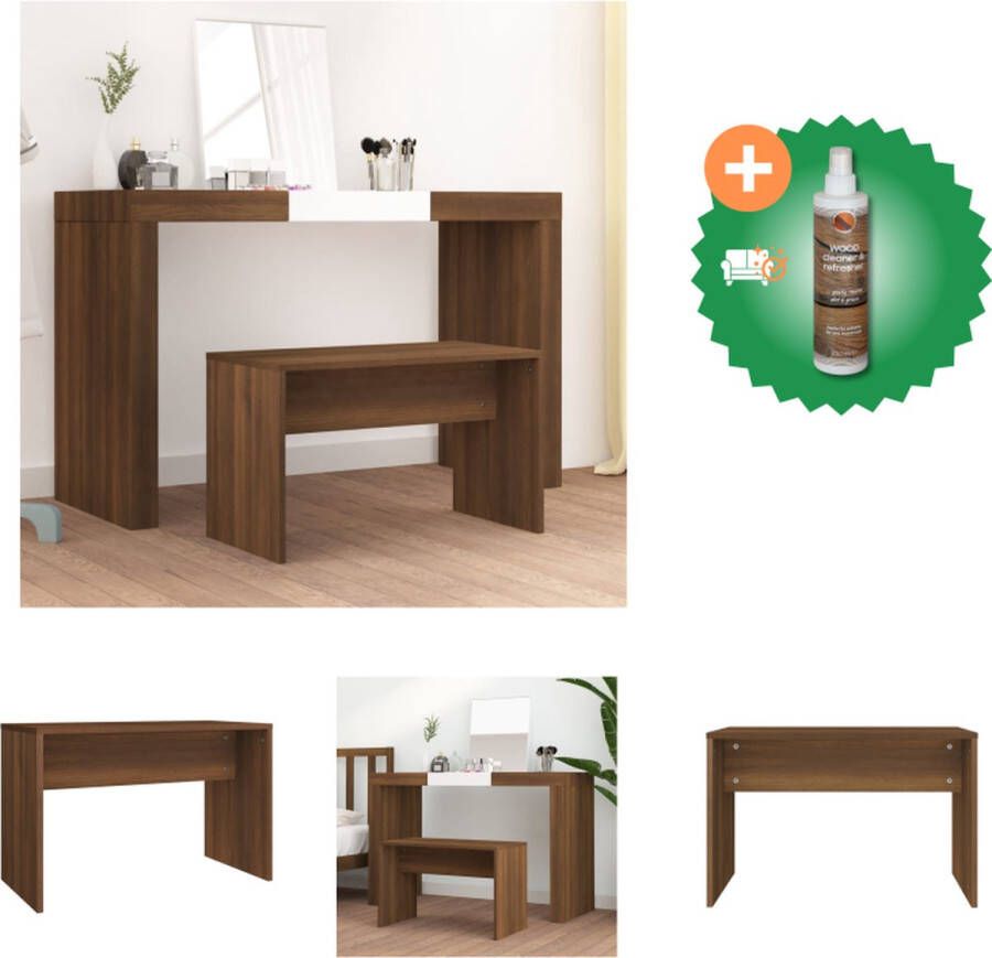 VidaXL Kaptafelkruk Bruineiken 70 x 35 x 45 cm Stevig materiaal Hocker Inclusief Houtreiniger en verfrisser