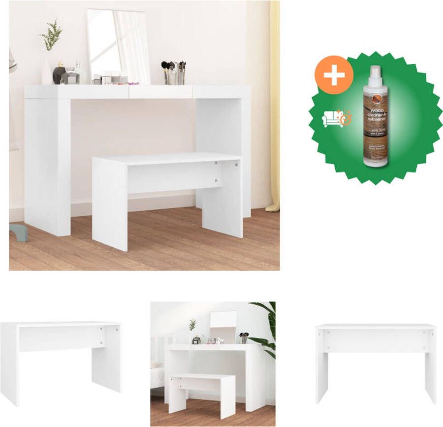 VidaXL Kaptafelkruk Classic Meubel 70x35x45 cm Wit Hocker Inclusief Houtreiniger en verfrisser