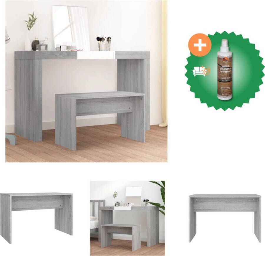 VidaXL Kaptafelkruk Grijs Sonoma Eiken 70 x 35 x 45 cm Klassiek ontwerp Hocker Inclusief Houtreiniger en verfrisser