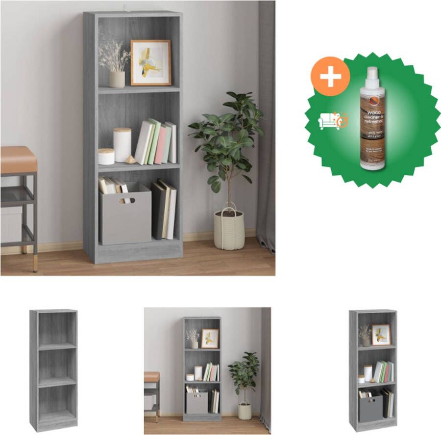 VidaXL Boekenkast 40x24x109 cm bewerkt hout grijs sonoma eikenkleurig Kast Inclusief Houtreiniger en verfrisser