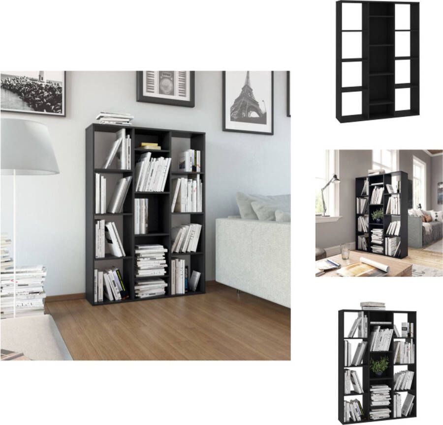VidaXL Scheidingswand Scheidingswanden Kamerverdeler Kamerverdelers Kamerscherm boekenkast 100x24x140 cm bewerkt hout zwart