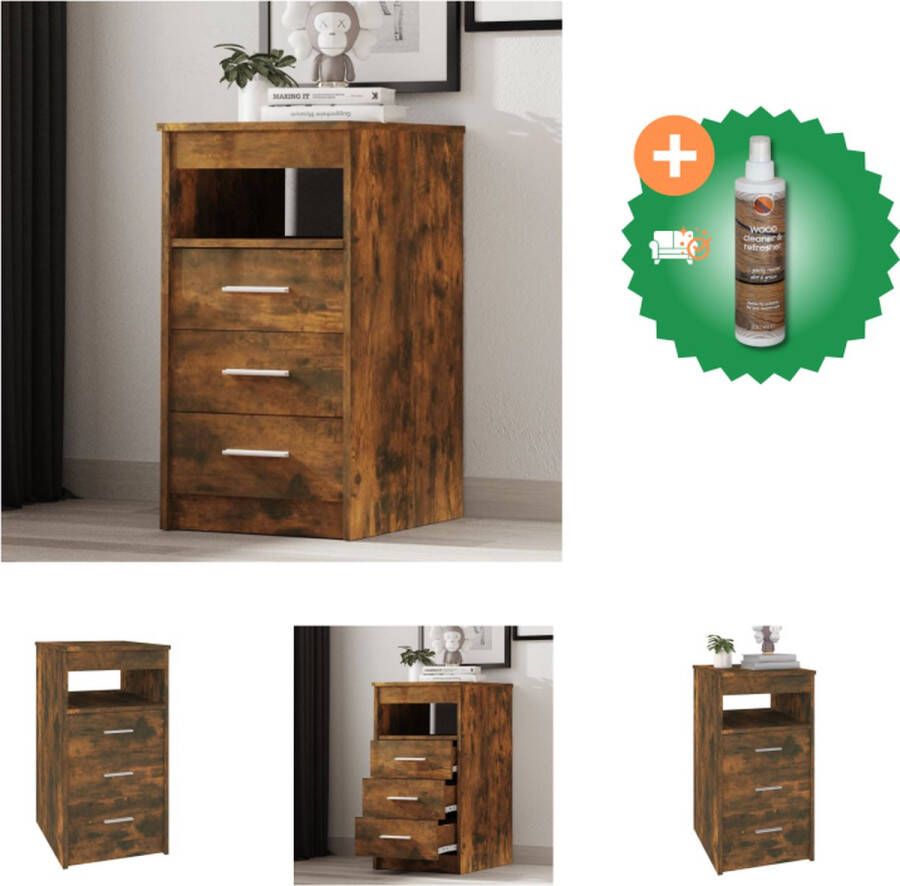 VidaXL Kast Gerookt Eiken 40 x 50 x 76 cm Met 3 lades en 1 bovenschap Kast Inclusief Houtreiniger en verfrisser
