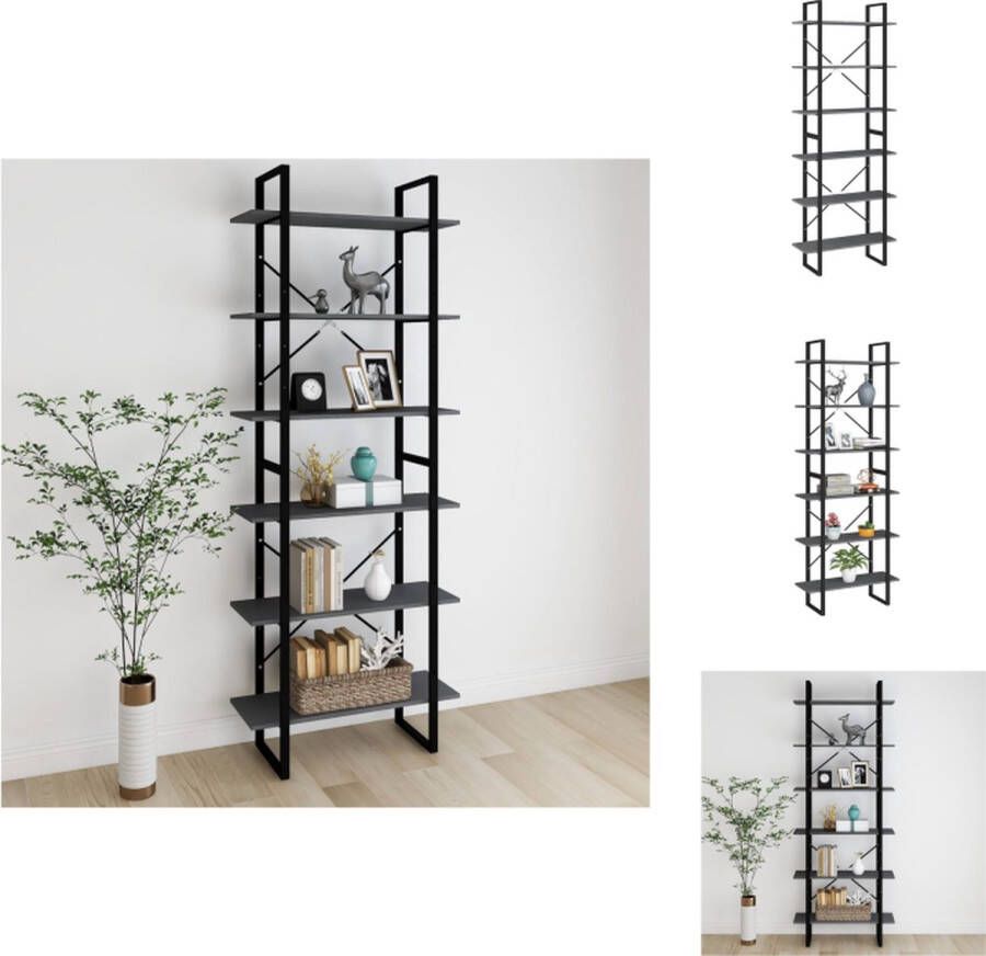 VidaXL Hoge Kast Hoge Kasten Boekenkast Boekenkasten Hoge kast 80x30x210 cm massief grenenhout grijs