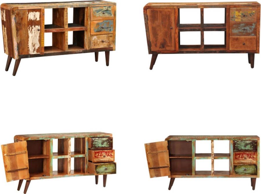 VidaXL Kast met 1 deur- 4 schappen en 3 lades massief gerecycled hout Kast Kasten Nachtkast Nachtkasten - Foto 2