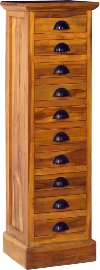 VidaXL Kast met 10 lades 35x30x120 cm massief teakhout - Foto 1