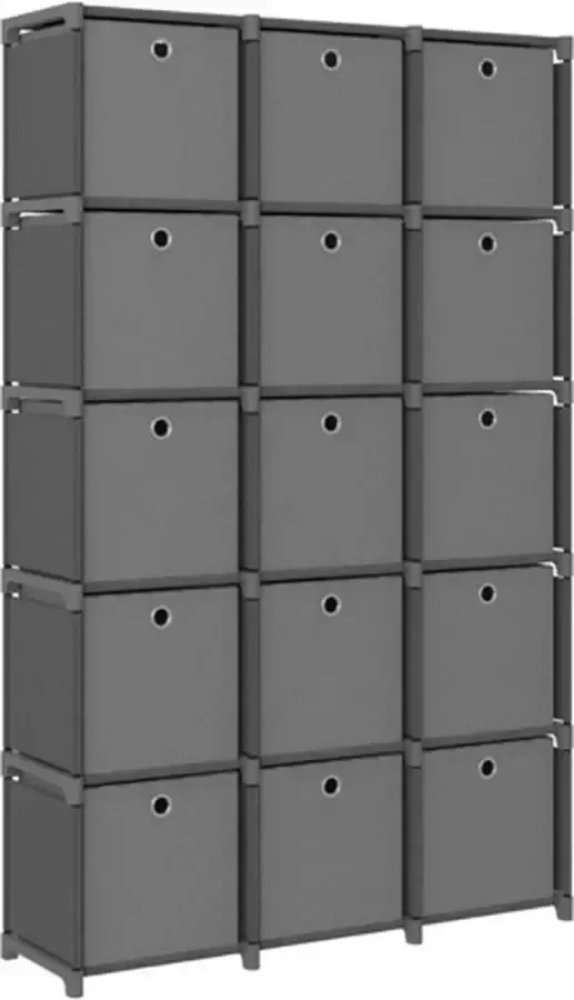 VidaXL -Kast-met-15-vakken-met-boxen-103x30x175 5-cm-stof-grijs - Foto 3