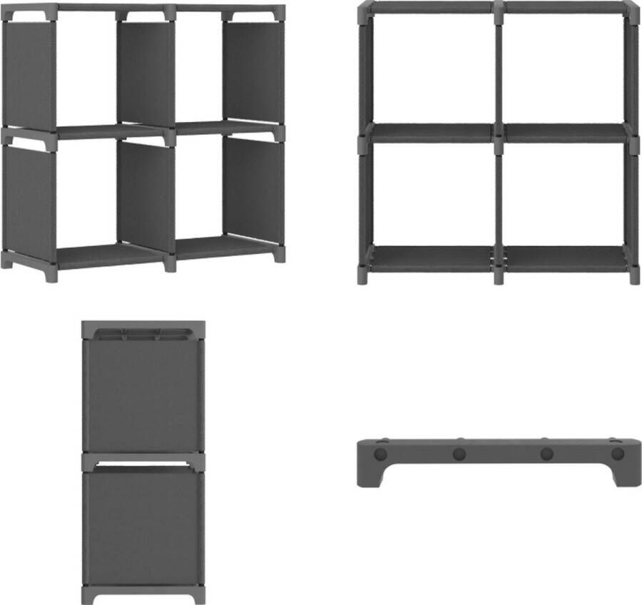 VidaXL Kast met 4 vakken 69x30x72-5 cm stof grijs Opbergkast Opbergkasten Opbergrek Opbergrekken