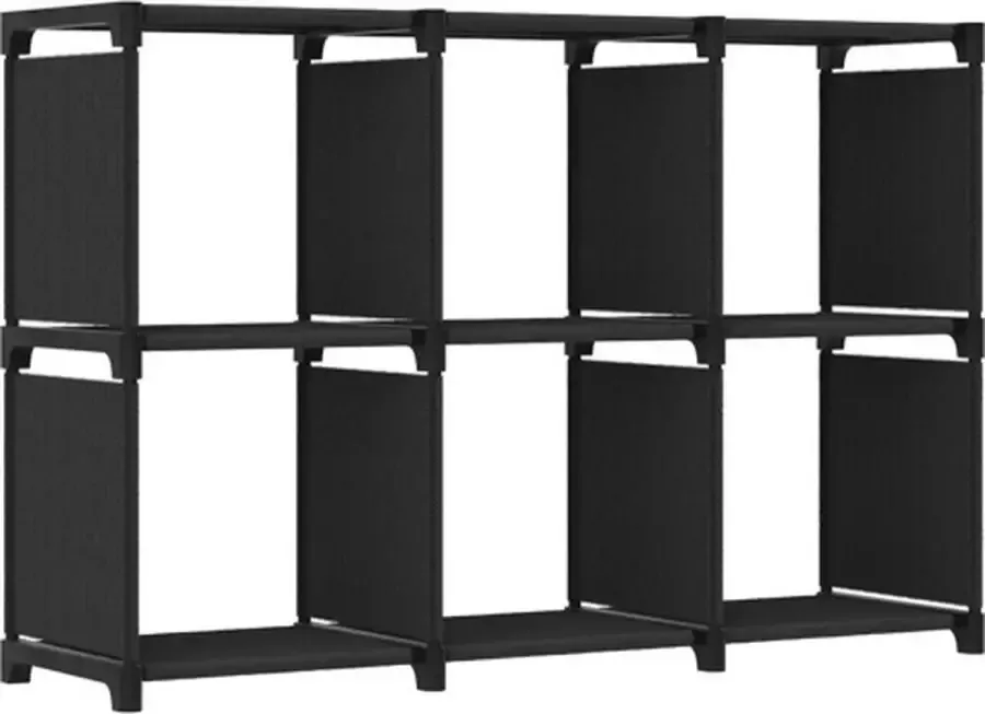 VidaXL -Kast-met-6-vakken-103x30x72 5-cm-stof-zwart - Foto 2