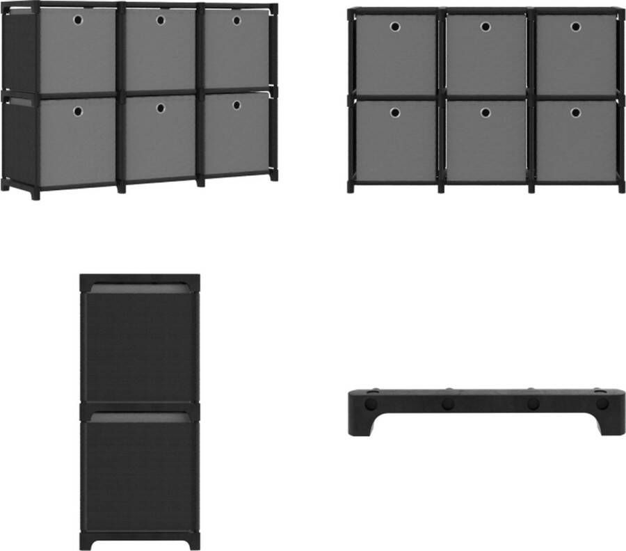 VidaXL -Kast-met-6-vakken-met-boxen-103x30x72 5-cm-stof-zwart - Foto 2