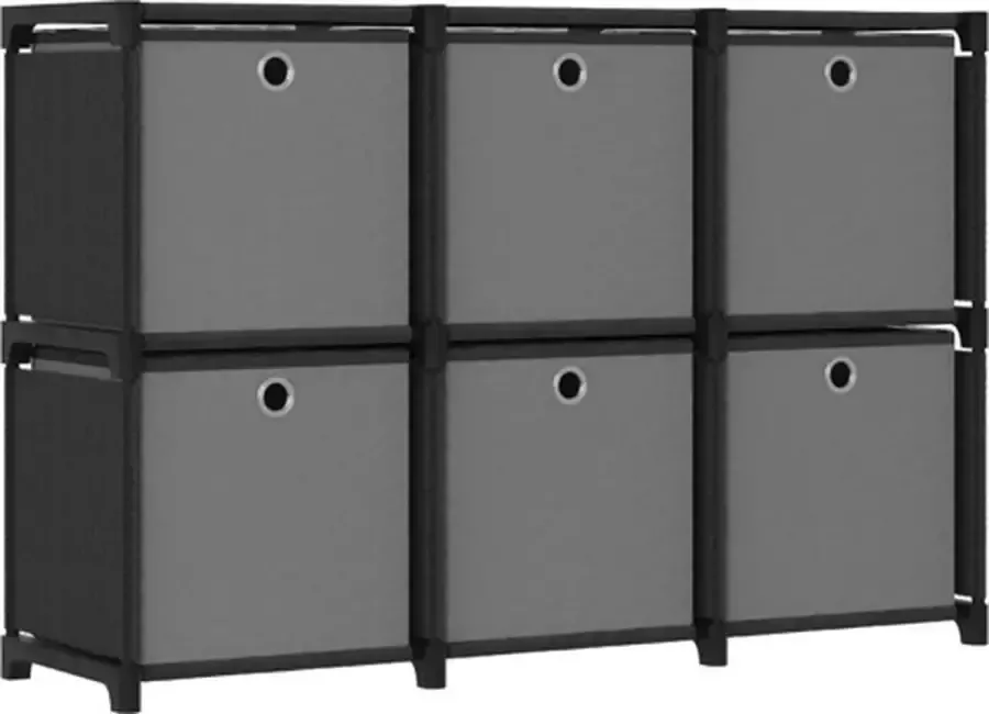 VidaXL -Kast-met-6-vakken-met-boxen-103x30x72 5-cm-stof-zwart - Foto 3