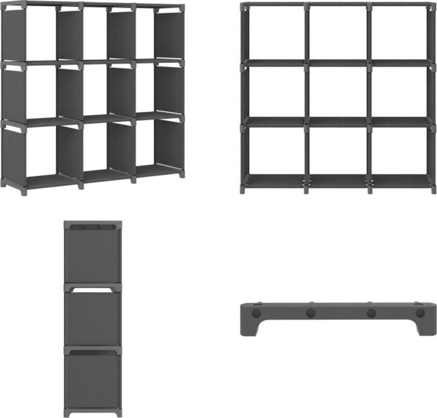 VidaXL Kast met 9 vakken 103x30x107-5 cm stof grijs Opbergkast Opbergkasten Opbergrek Opbergrekken