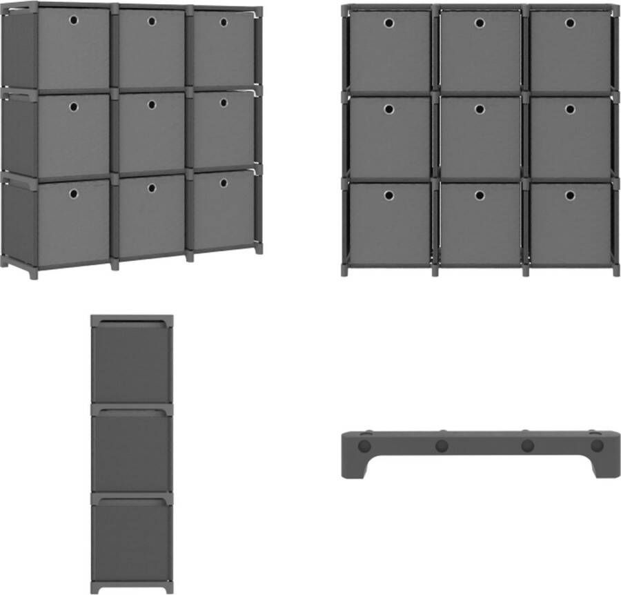 vidaXL Kast met 9 vakken met boxen 103x30x107-5 cm stof grijs Opbergkast Opbergkasten Opbergrek Opbergrekken