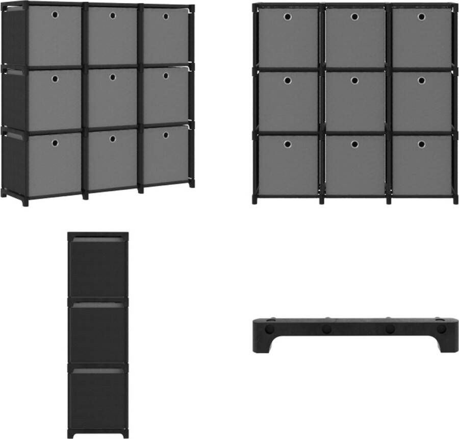 vidaXL Kast met 9 vakken met boxen 103x30x107-5 cm stof zwart Opbergkast Opbergkasten Opbergrek Opbergrekken