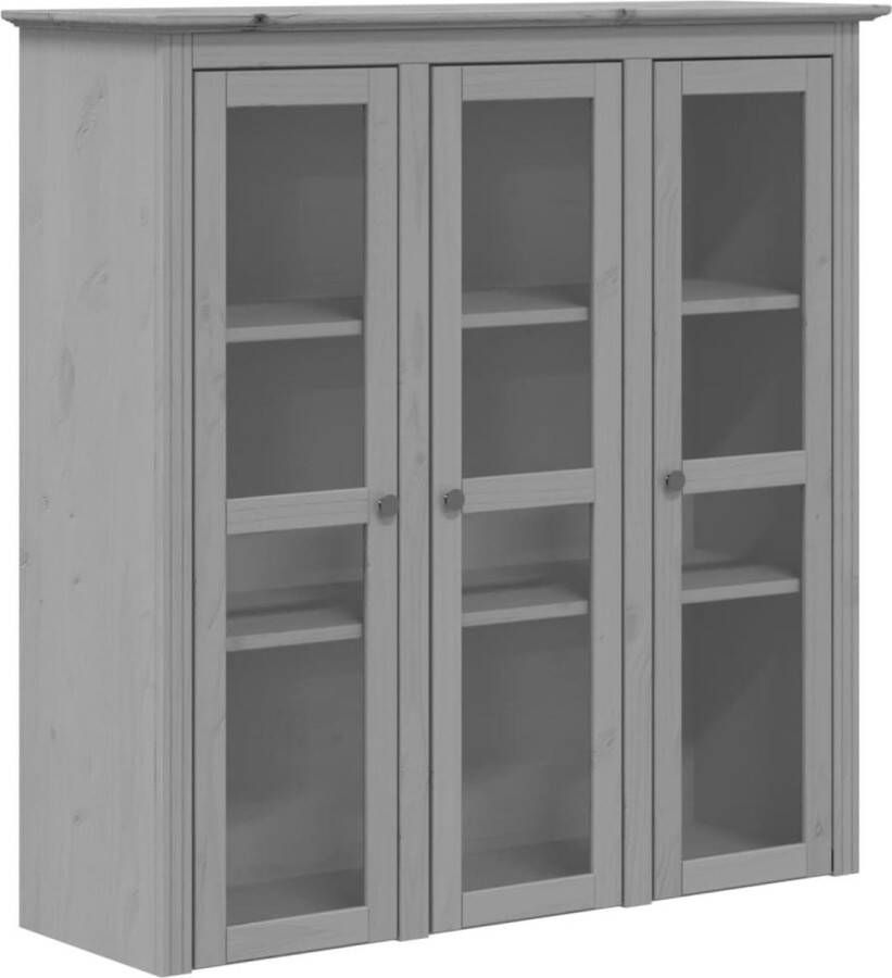 VidaXL -Kast-met-glazen-deuren-BODO-massief-grenenhout-grijs - Foto 3