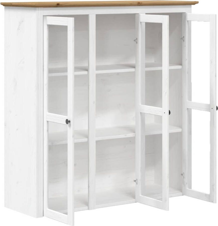 VidaXL -Kast-met-glazen-deuren-BODO-massief-grenenhout-wit-en-bruin - Foto 3